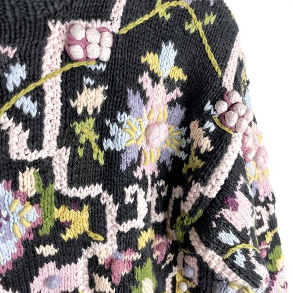 Vintage Cullinane Hand Knit Floral Heavy Sweater Small - Picture 5 of 12